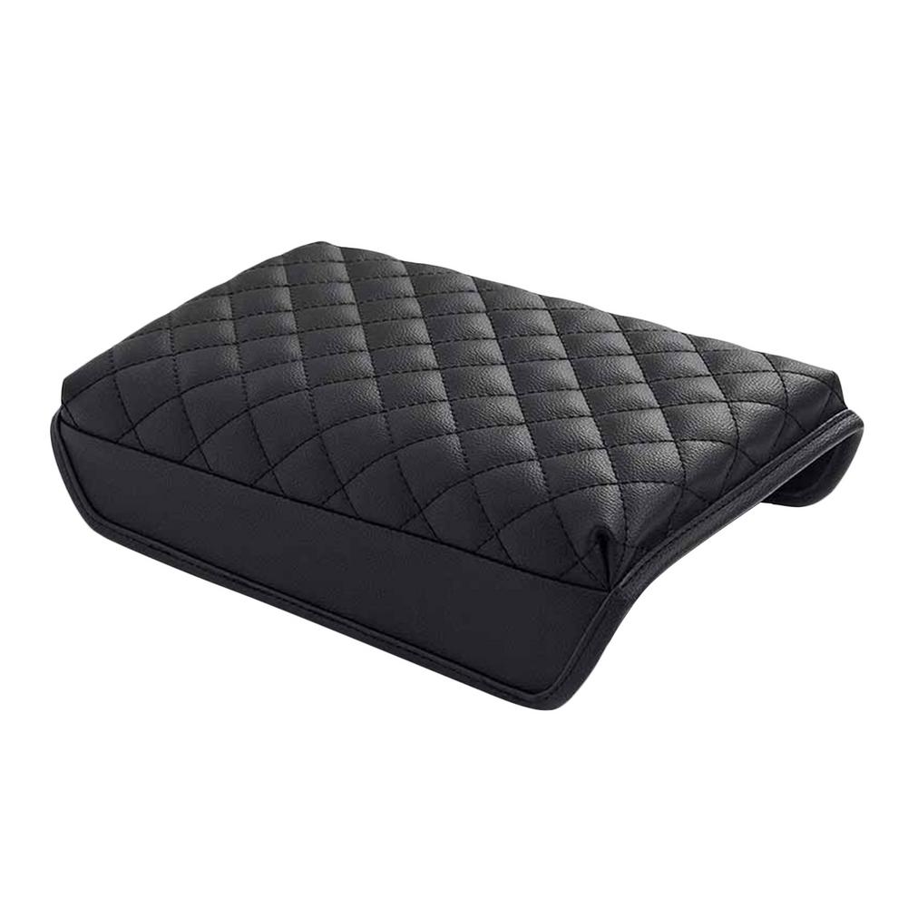 Tesla Model 3, Y, PU Leather Padded Diamond Pattern Center Console Cushion Armrest Cover, Black