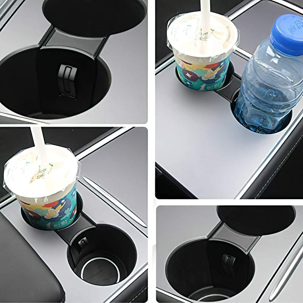 Tesla Model 3 & Y Drink Stabilizing Cup Holder Divider, Matte Black, 2021-2023