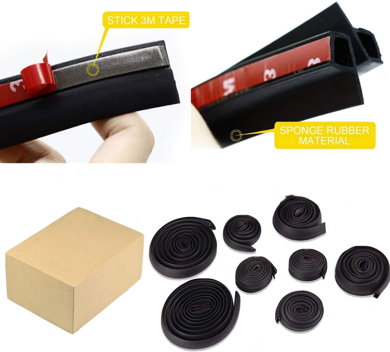 Tesla Model 3 Door Seal Kit Soundproof Rubber Strip Wind Noise Reduction Kit