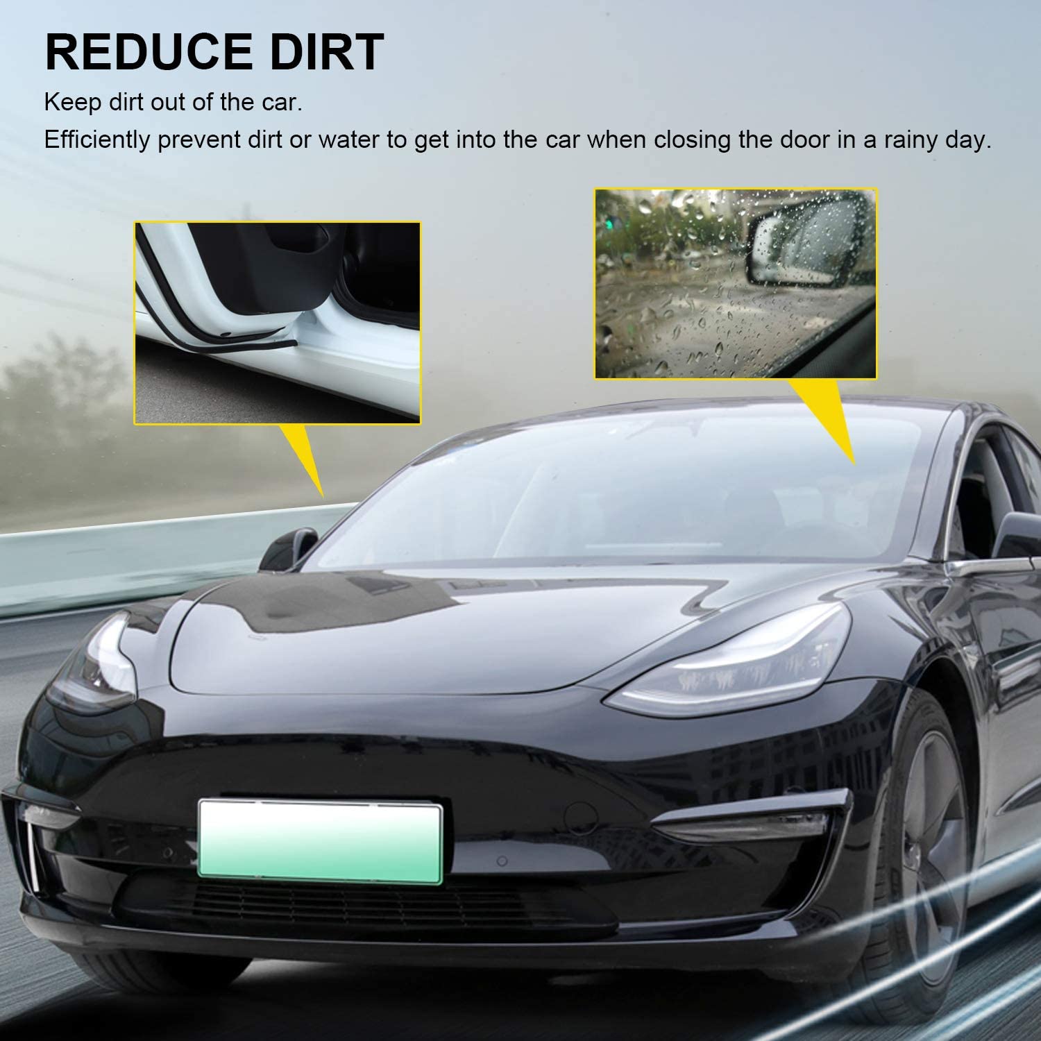 Tesla Model 3 Door Seal Kit Soundproof Rubber Strip Wind Noise Reduction Kit