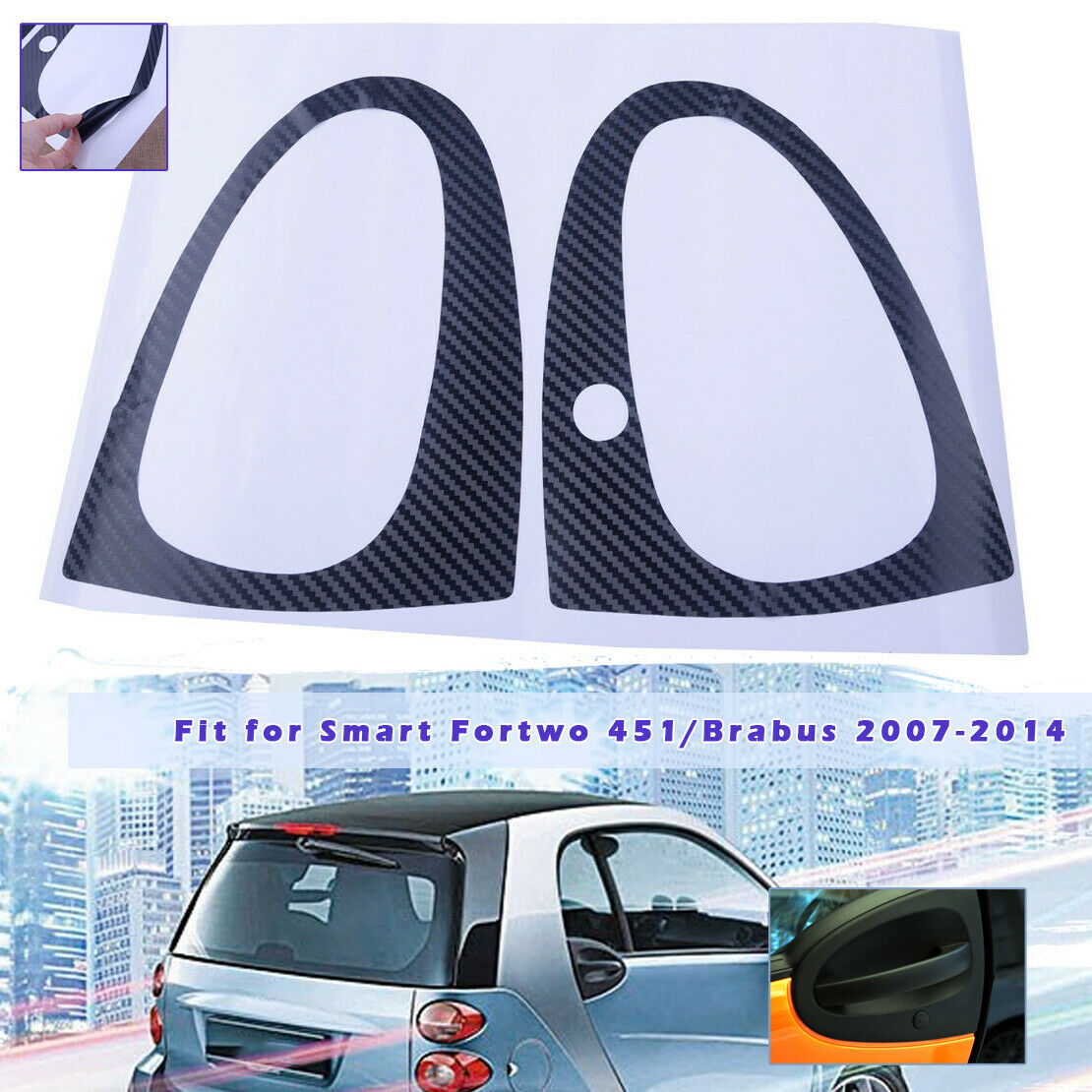 Smart Car Fortwo Door Handle Vinyl Decals, Many Colors, 2007-2014