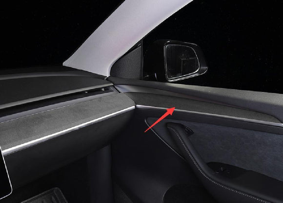Tesla Model 3, Y, Door Panel Molding Trim Stickers, Alcantara Suede, 2021-2023
