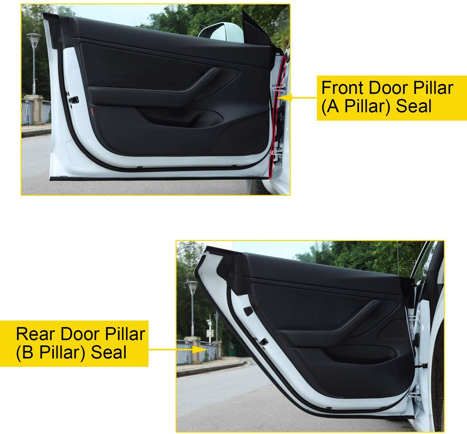 Tesla Model 3 Door Seal Kit Soundproof Rubber Strip Wind Noise Reduction Kit