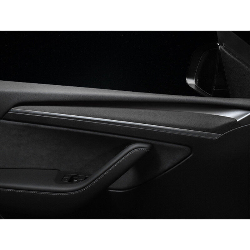 Tesla Model 3, Y, Door Panel Molding Trim Stickers, Alcantara Suede, 2021-2024