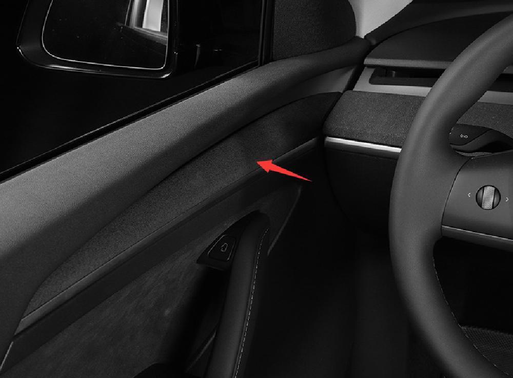 Tesla Model 3, Y, Door Panel Molding Trim Stickers, Alcantara Suede, 2