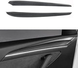 Tesla Model 3, Y, Interior Door Panel Molding Trim, ABS Black Carbon Fiber, Pair, 2021-2022