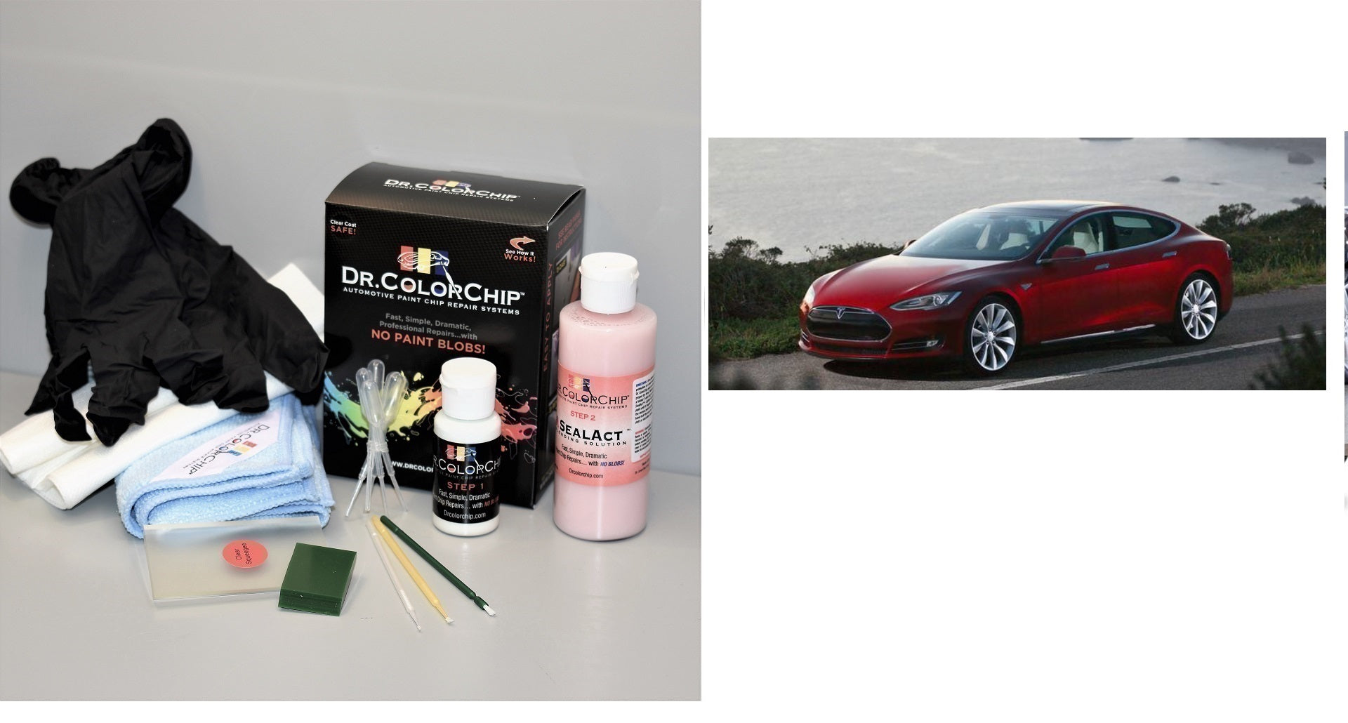 Tesla Model S Exterior Touch Up Paint Kit, Dr Color Chip, Squirt 'n Squeegee PLUS, 2012-2025