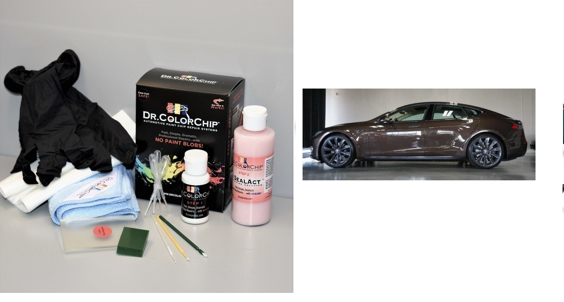 Tesla Model S Exterior Touch Up Paint Kit, Dr Color Chip, Squirt 'n Squeegee PLUS, 2012-2025