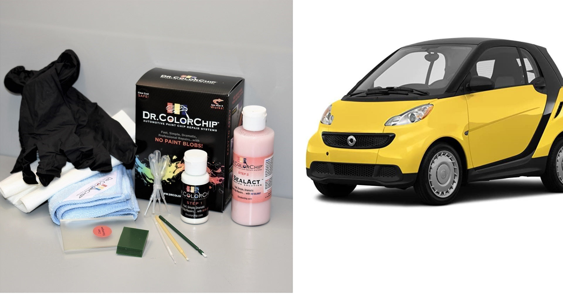 2016 Smart Car Fortwo Exterior Touch Up Paint Kit, Dr Color Chip, Squirt 'n Squeegee PLUS