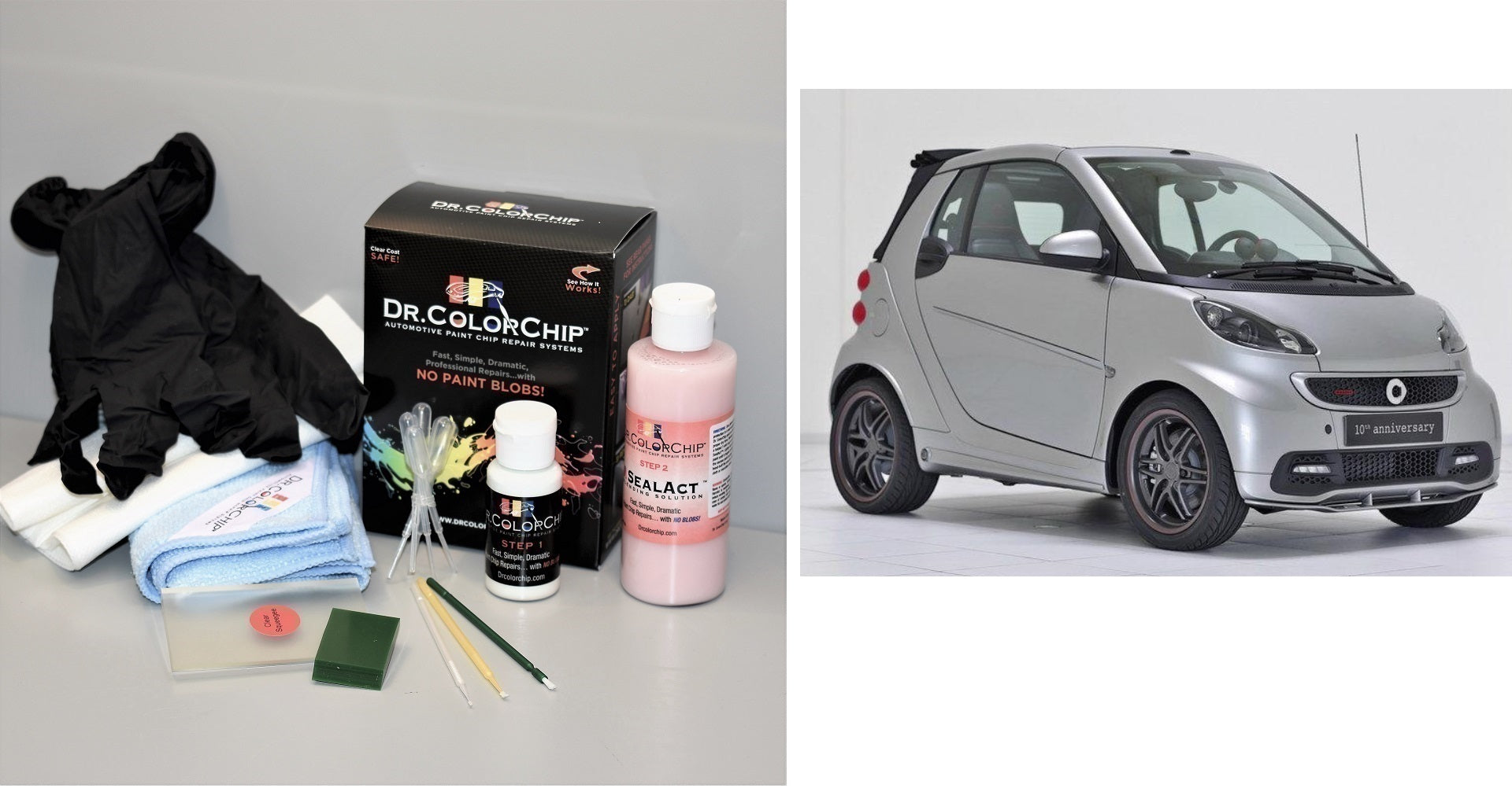 2017 Smart Car Fortwo Exterior Touch Up Paint Kit, Dr Color Chip, Squirt 'n Squeegee PLUS