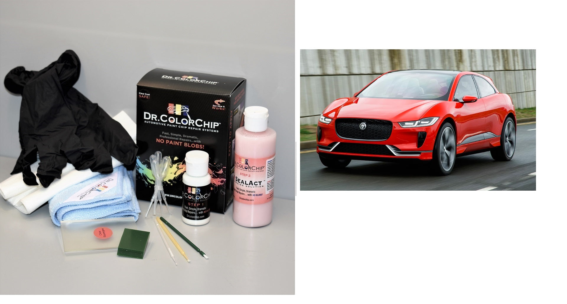Jaguar I-Pace Exterior Touch Up Paint Kit, Dr Color Chip, Squirt 'n Squeegee PLUS, 2019-2021