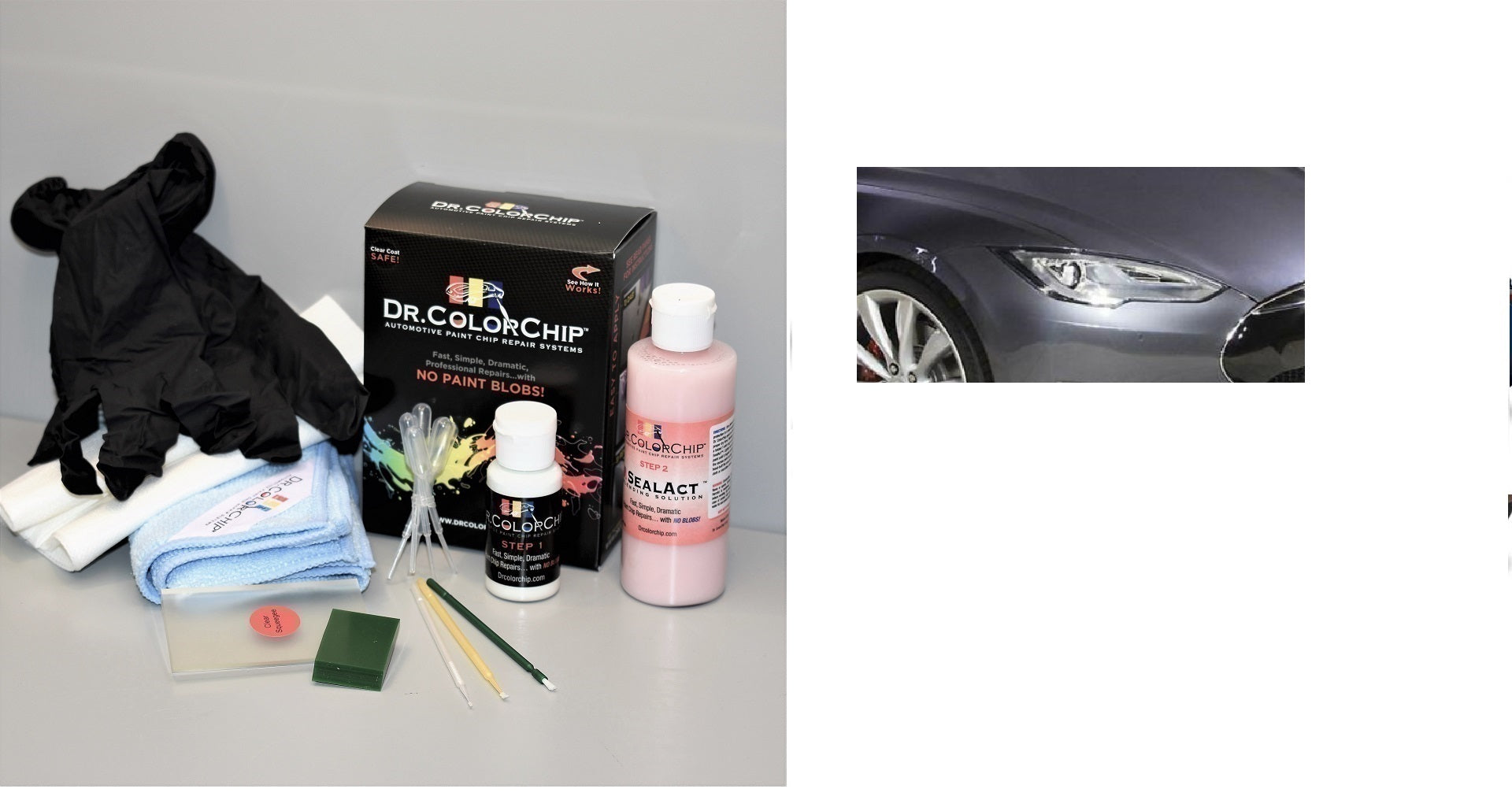 Tesla Model S Exterior Touch Up Paint Kit, Dr Color Chip, Squirt 'n Squeegee PLUS, 2012-2025