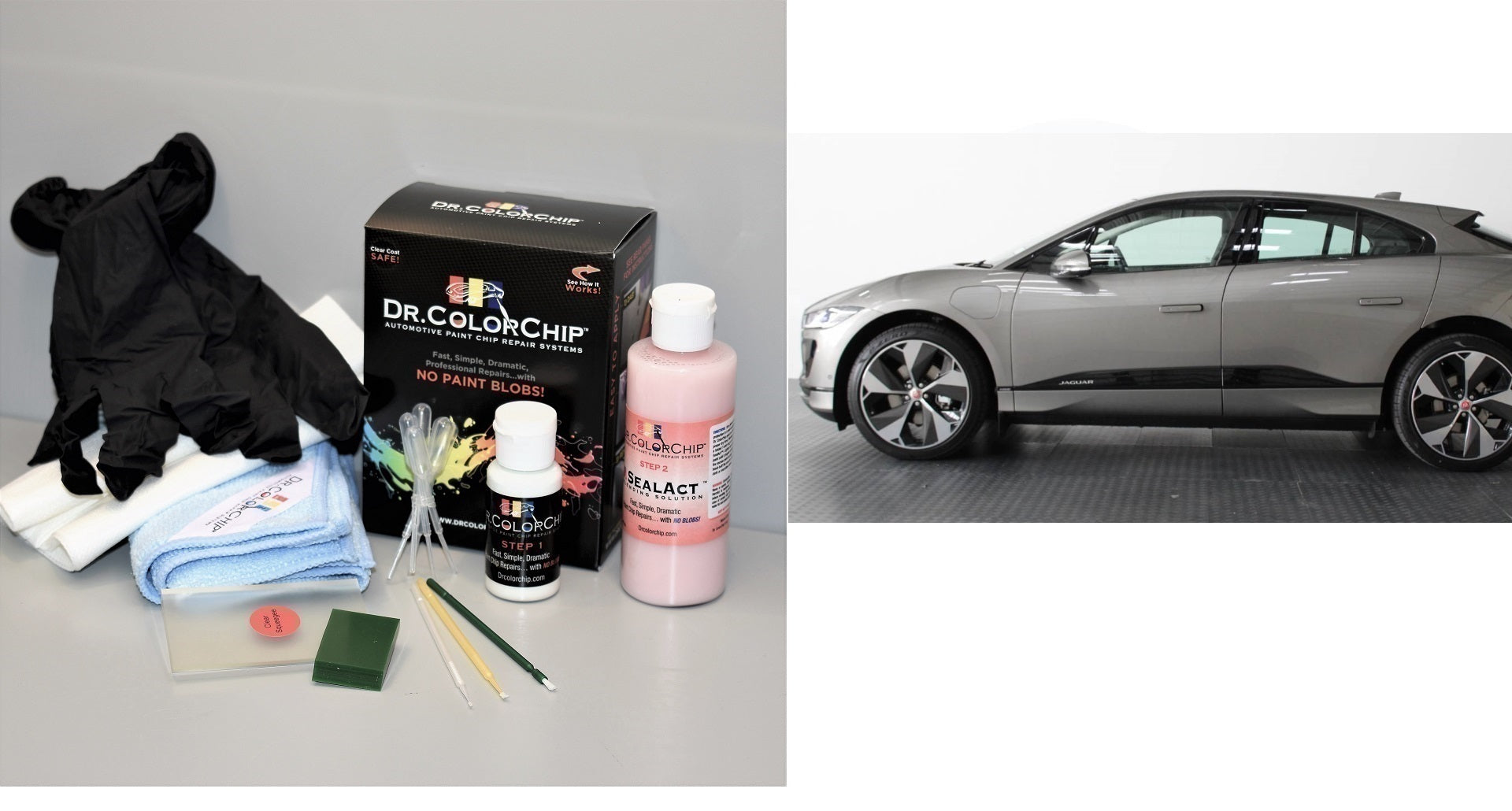 Jaguar I-Pace Exterior Touch Up Paint Kit, Dr Color Chip, Squirt 'n Squeegee PLUS, 2019-2021