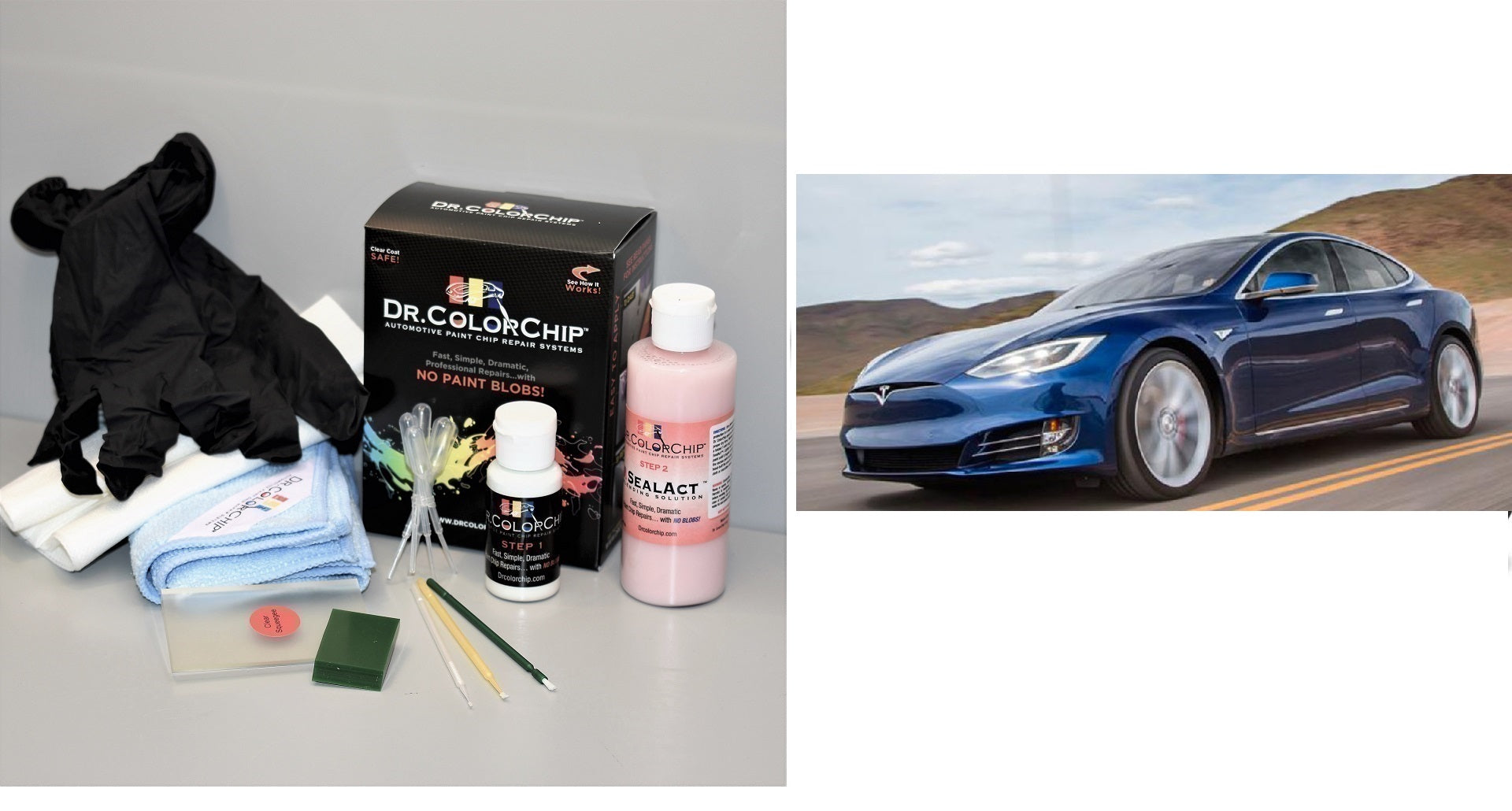 Tesla Model S Exterior Touch Up Paint Kit, Dr Color Chip, Squirt 'n Squeegee PLUS, 2012-2025