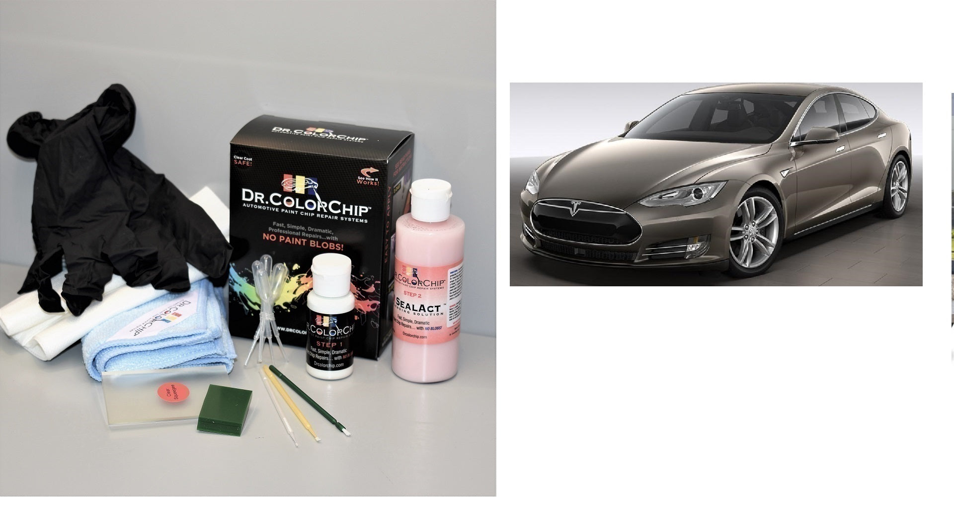 Tesla Model S Exterior Touch Up Paint Kit, Dr Color Chip, Squirt 'n Squeegee PLUS, 2012-2025