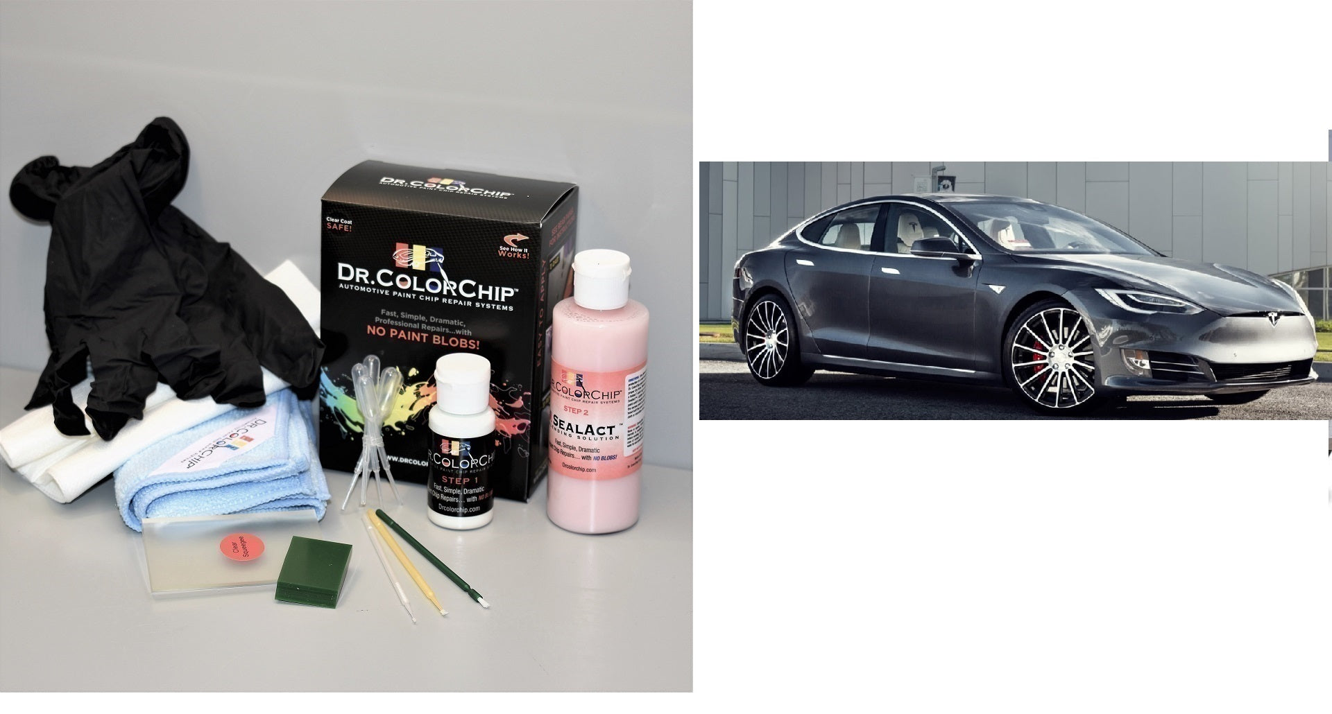 Tesla Model S Exterior Touch Up Paint Kit, Dr Color Chip, Squirt 'n Squeegee PLUS, 2012-2025