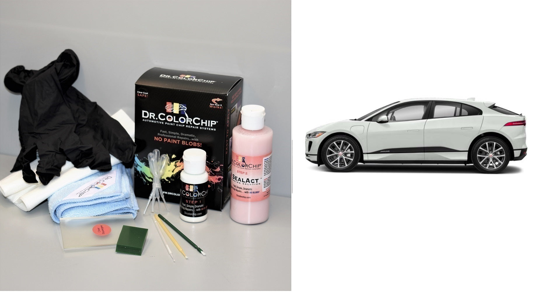 Jaguar I-Pace Exterior Touch Up Paint Kit, Dr Color Chip, Squirt 'n Squeegee PLUS, 2019-2021