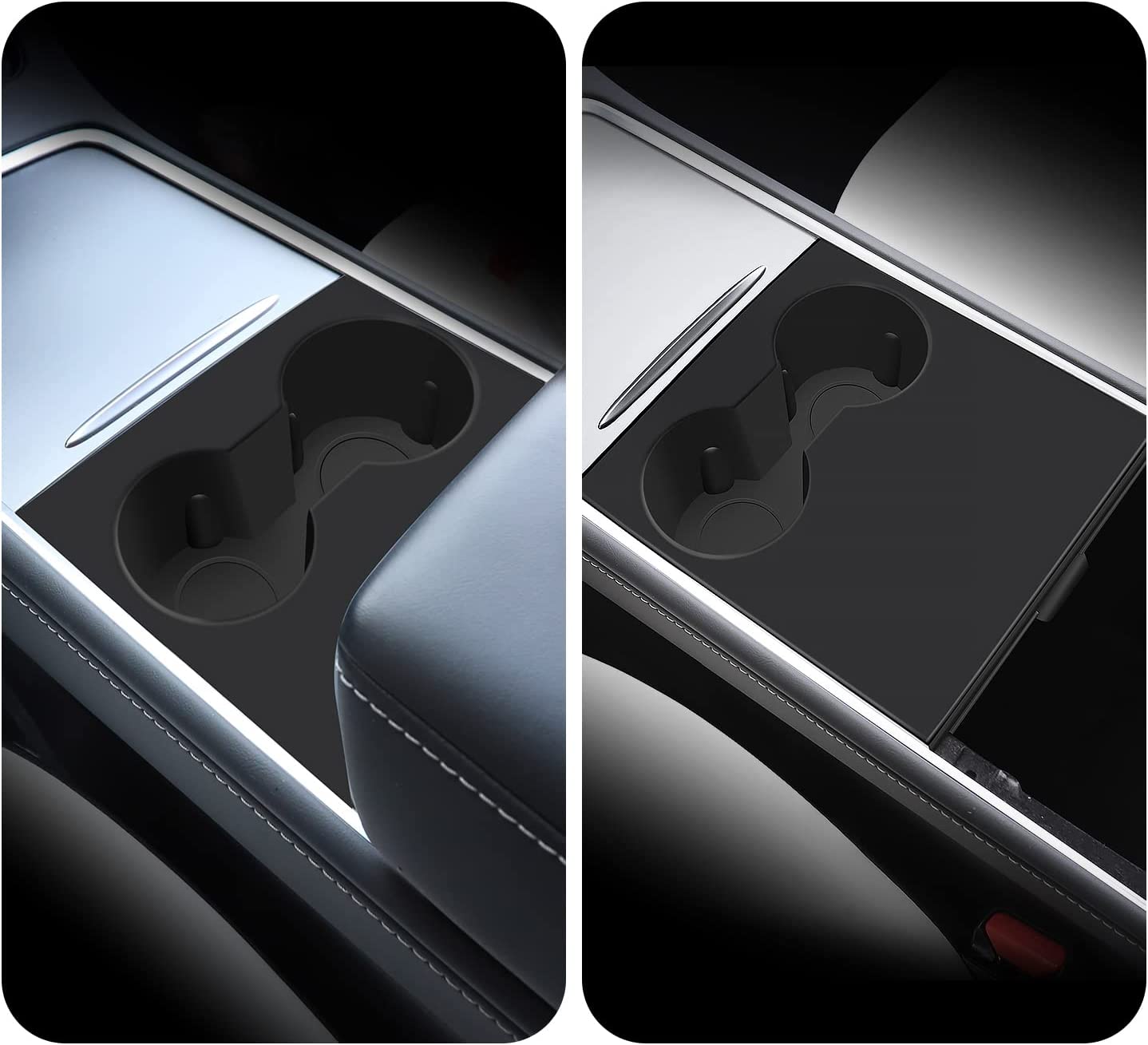 Tesla Model 3, Y Silicone Cup Insert with Console Cover Pad, 2021-2022