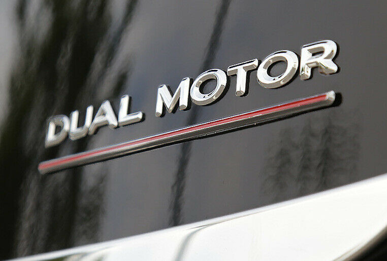 Tesla Model S, 3, X, Y, Chrome ABS Dual Motor Decal, 3D ABS Rear Trunk Emblem