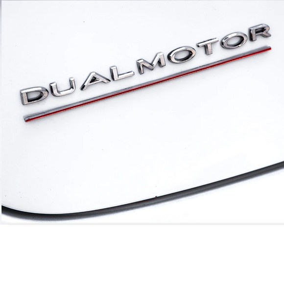 Tesla Model S, 3, X, Y, Chrome Dual Motor Emblem, 3D Epoxy Sticker Rear Trunk Emblem