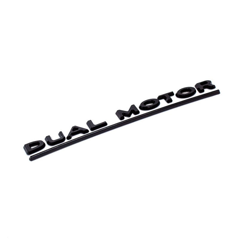 Tesla Model S, 3, X, Y, Black Dual Motor Emblem, Black Out, 3D Epoxy Sticker Rear Trunk Emblem