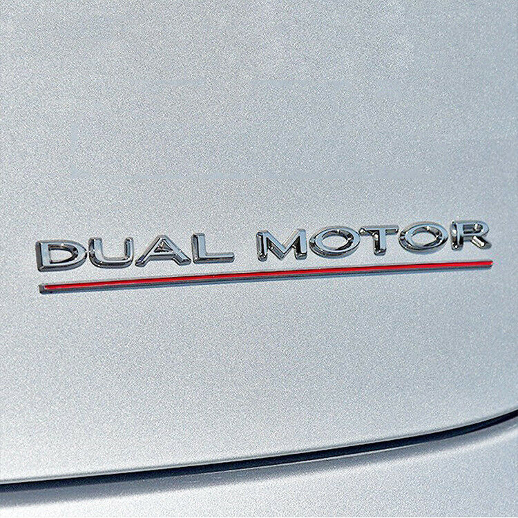 Tesla Model S, 3, X, Y, Chrome ABS Dual Motor Decal, 3D ABS Rear Trunk Emblem