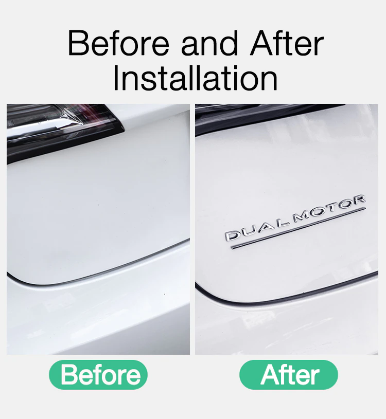 Tesla Model S, 3, X, Y, Chrome Dual Motor Emblem, 3D Epoxy Sticker Rear Trunk Emblem