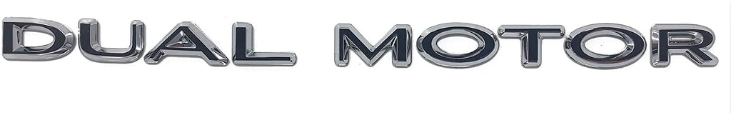 Tesla Model S, 3, X, Y, Black ABS Dual Motor Emblem Vinyl Decal Wrap Rear Trunk Emblem, Matte Black