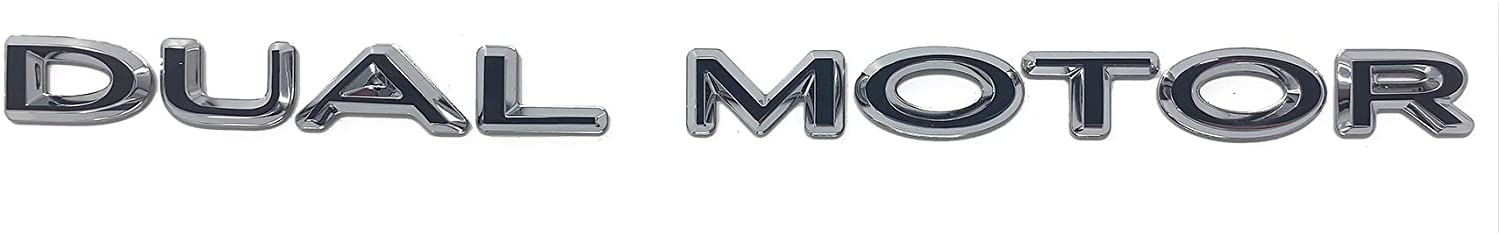 Tesla Model S, 3, X, Y, Black ABS Dual Motor Emblem Vinyl Decal Wrap Rear Trunk Emblem, Matte Black