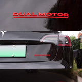 Tesla Model S, 3, X, Y, Red ABS Dual Motor Decal, 3D ABS Rear Trunk Emblem