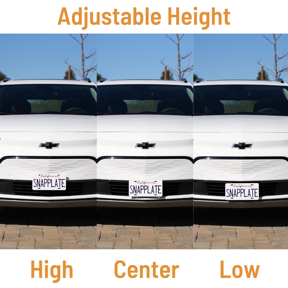 Chevy Bolt EUV SNAPPLATE Front License Plate Mount, Removable, 2022-2023