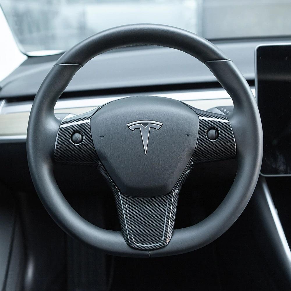 Tesla Model 3, Y Carbon Fiber Steering Wheel Frame Trim Cover