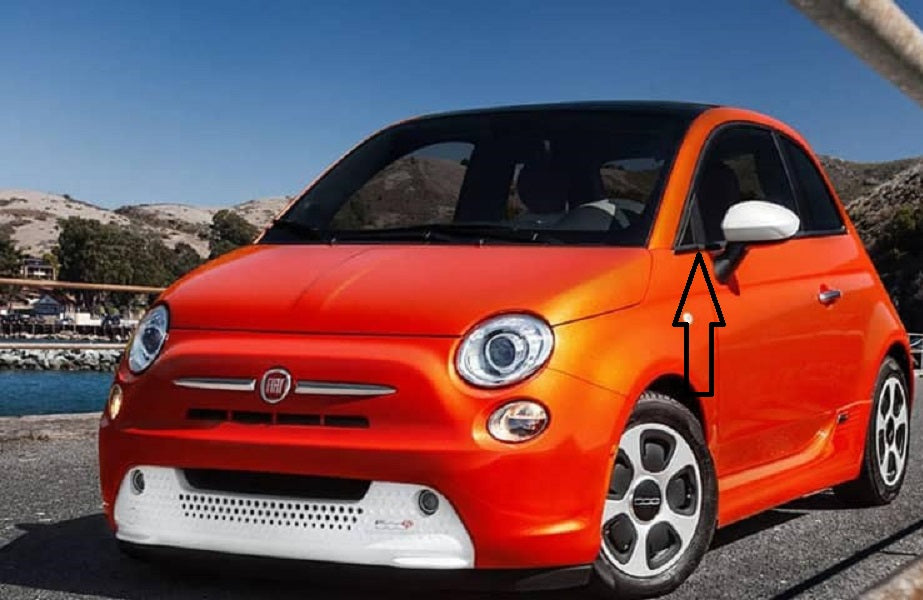 Fiat 500E Left Door Mirror Flag Cover Molding, Matte Black , 2013-2019