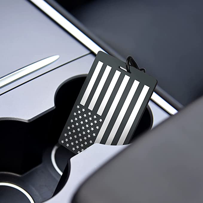 Tesla Model 3, Y Silicone Key Card Holder, American Flag with Key Ring
