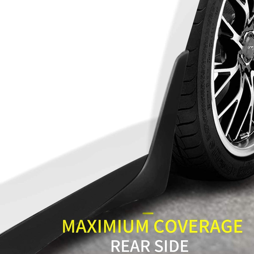 Tesla Model S Mud Flaps, No Drill, Premium Front & Rear Set, 4-Pc, Matte Black, 2012-2016