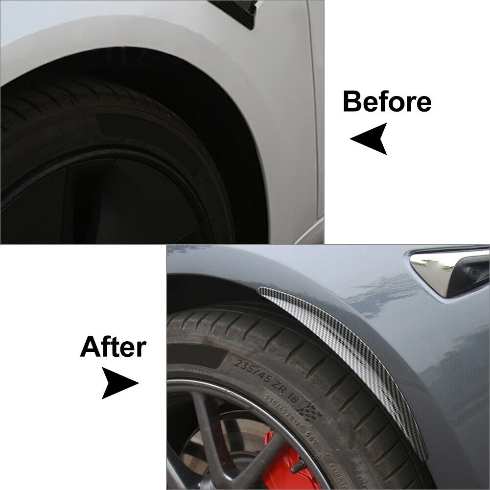 Tesla Model 3 Fender Guards, Mud Flaps, Carbon Fiber, Front & Rear, 2017-2021
