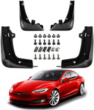Tesla Model S Mud Flaps, No Drill, Premium Front & Rear Set, 4-Pc, Matte Black, 2012-2016