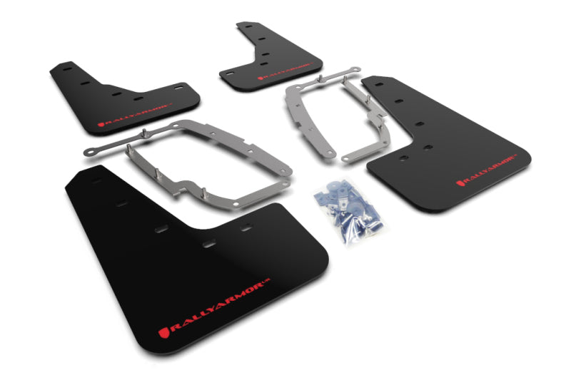 Tesla Model 3 Mud Flap Set, Rally Armor Red Logo, 2017-2023