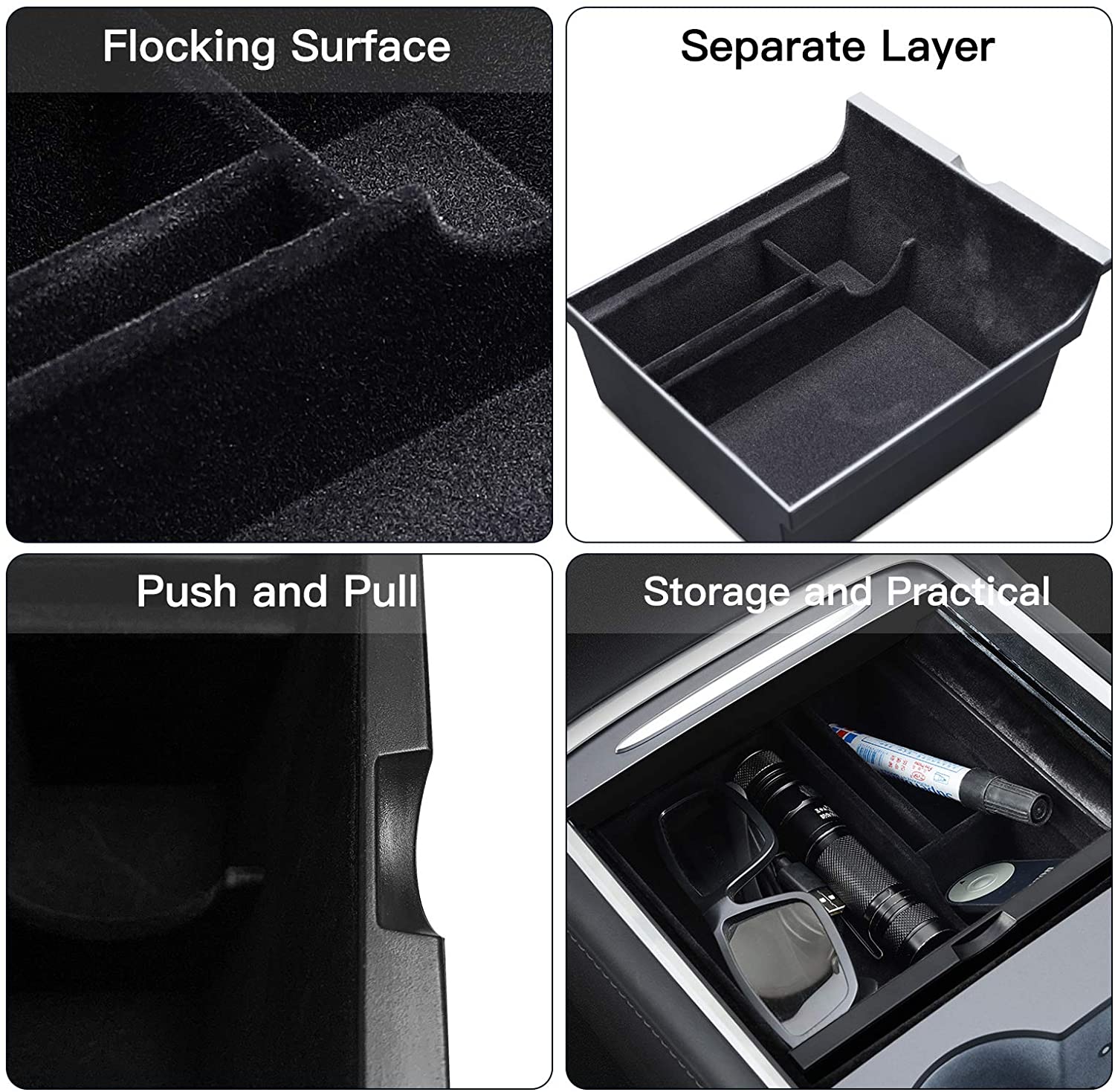 2021 Tesla Model 3, Y, Center Storage Console With Flocking, 2021