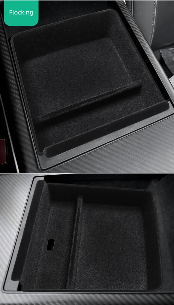 Tesla Model S, X Center Console Armrest Box Removable Storage Box, W/ Flocking, 2022
