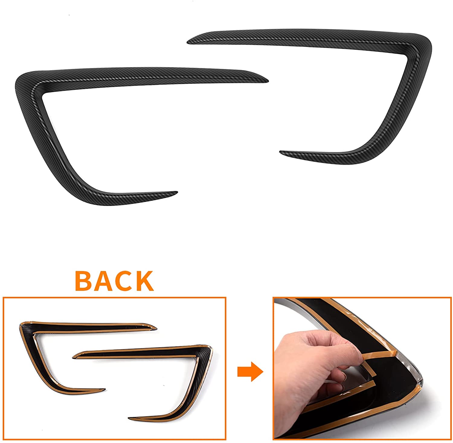 Tesla Model Y Front Fog Light Trim Spoiler Light Cover Eyebrow Covers, Matte Carbon Fiber, 2020-2022