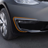 Tesla Model Y Front Fog Light Trim Spoiler Light Cover Eyebrow Covers, Matte Carbon Fiber, 2020-2022