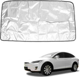 Tesla Model X Front Sunroof Sunshade, Coated Black Silver Tone Cloth, 2016-2023