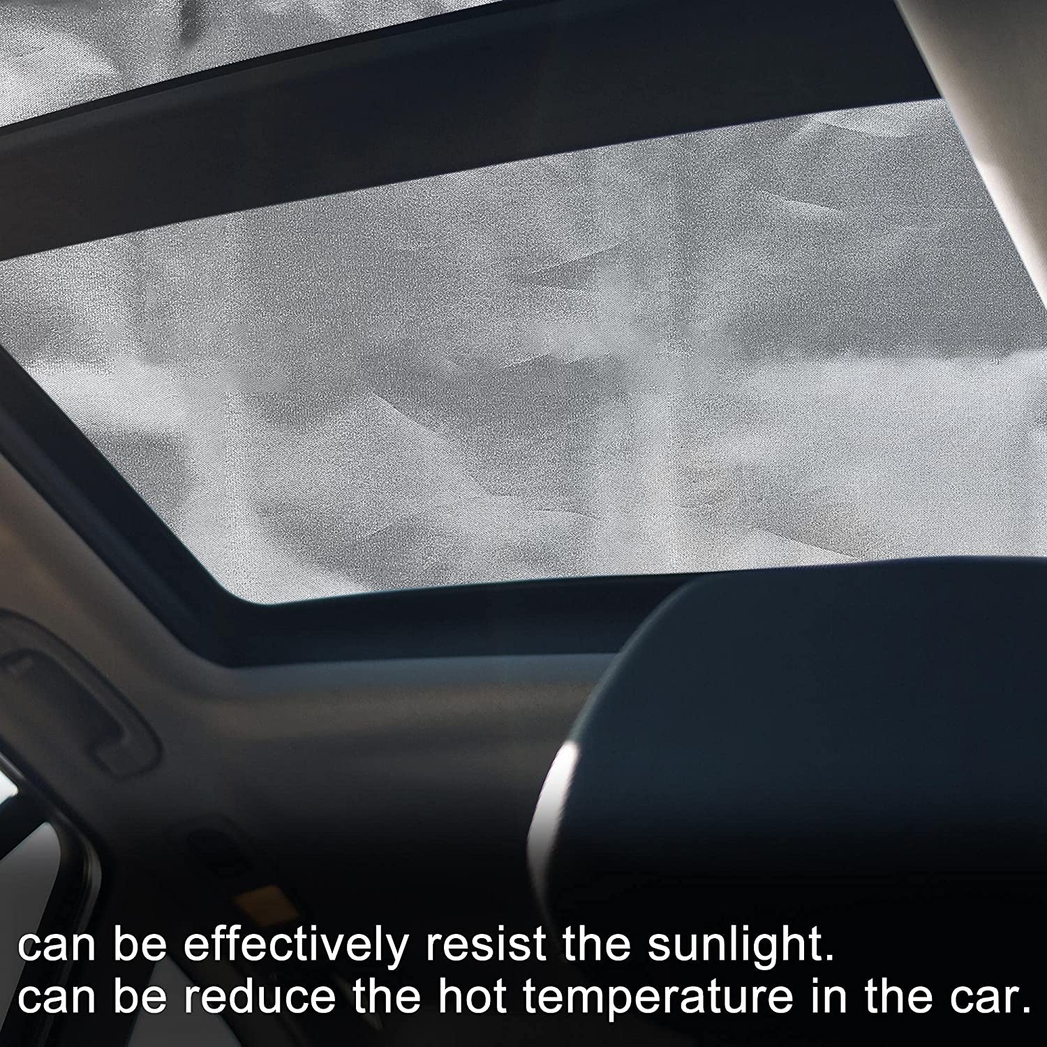 Tesla Model X Front Sunroof Sunshade, Coated Black Silver Tone Cloth, 2016-2023