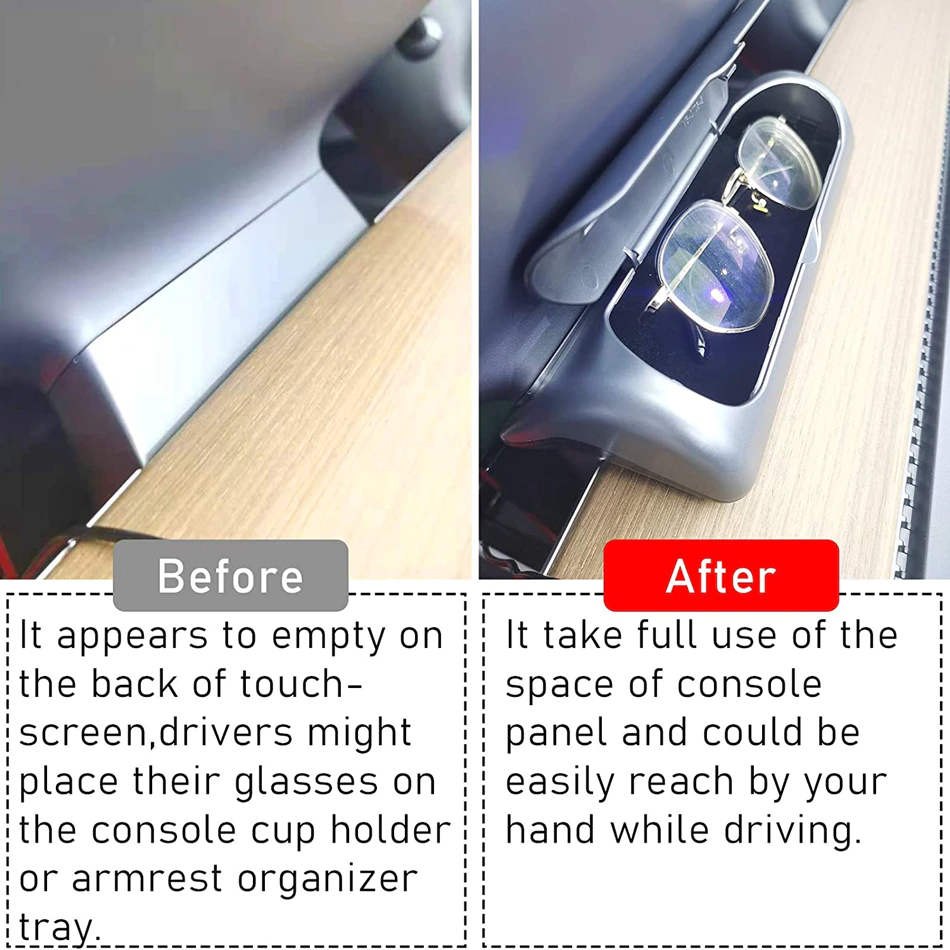 Tesla Model 3, Y Sunglasses Holder, Eyeglass Cases Storage Box, Silver