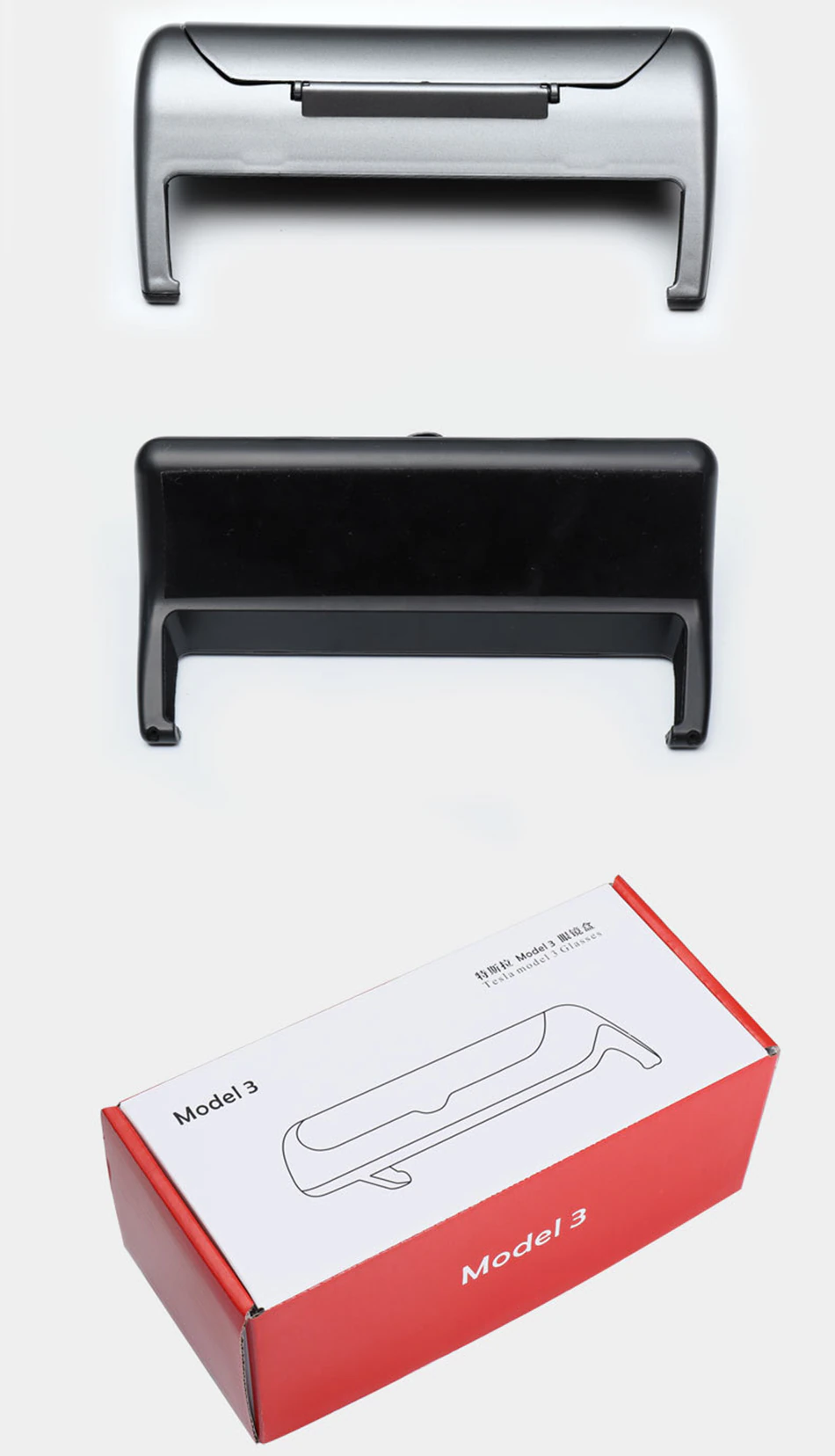 Tesla Model 3, Y Sunglasses Holder, Eyeglass Cases Storage Box, Silver