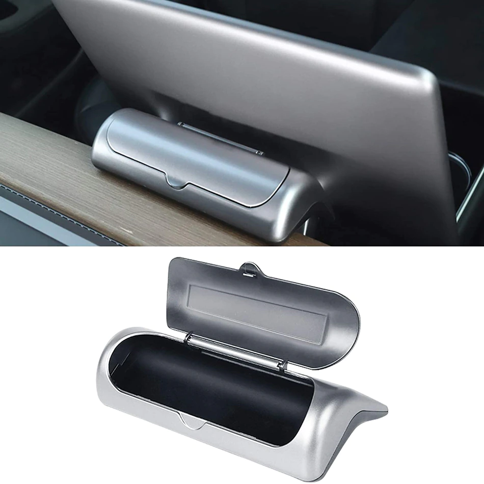 Tesla Model 3, Y Sunglasses Holder, Eyeglass Cases Storage Box, Silver