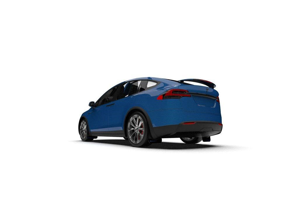 Tesla Model X Mud Flap Set, Rally Armor Metallic Black Logo, 2022-2026