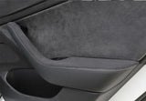 Tesla Model 3, Y Dark Gray Alcantara Suede Side Door Armrest Panel Cover Trim, 4-Piece, 2021-2022