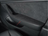 Tesla Model 3, Y Dark Gray Alcantara Suede Side Door Armrest Panel Cover Trim, 4-Piece, 2021-2022
